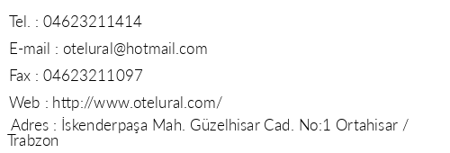 Ural Otel telefon numaralar, faks, e-mail, posta adresi ve iletiim bilgileri